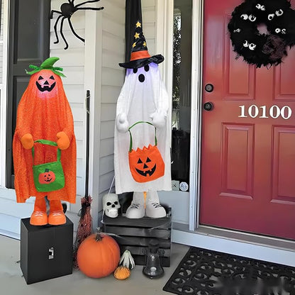 32" Light up Halloween Trick or Treater Indoor and Outdoor Decoration - Pumpkin