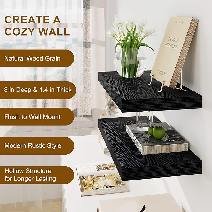 Set of 2 16" Floating Shelves - Black