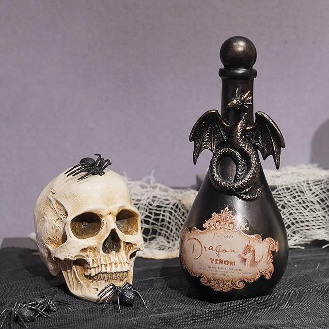 Resin Black Dragon Halloween Potion Bottle