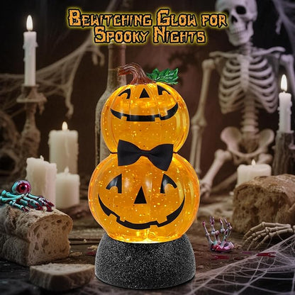 Stacked Halloween Pumpkin Musical Snow Globe w/ Timer