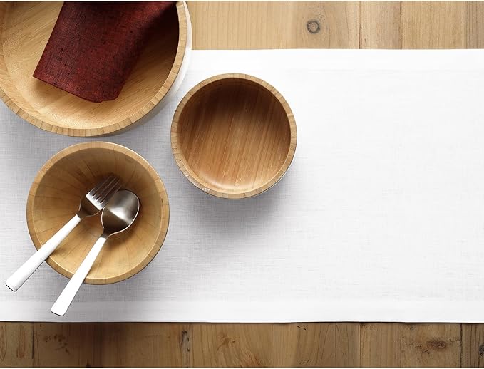 100% Pure Linen 14 x 90 Inch Table Runner - White