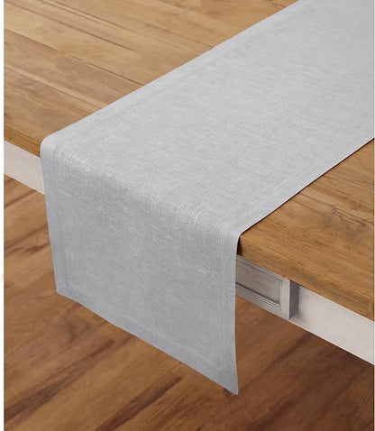 100% Pure Linen 14 x 120 Inch Table Runner - Soft Grey
