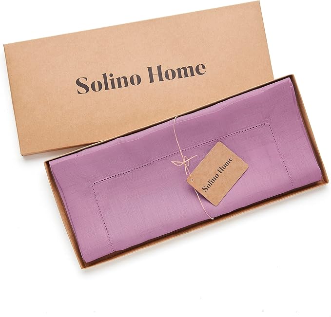 Classic Hemstitch 100% Pure Linen Table Runner 14 x 120 Inch - Violet