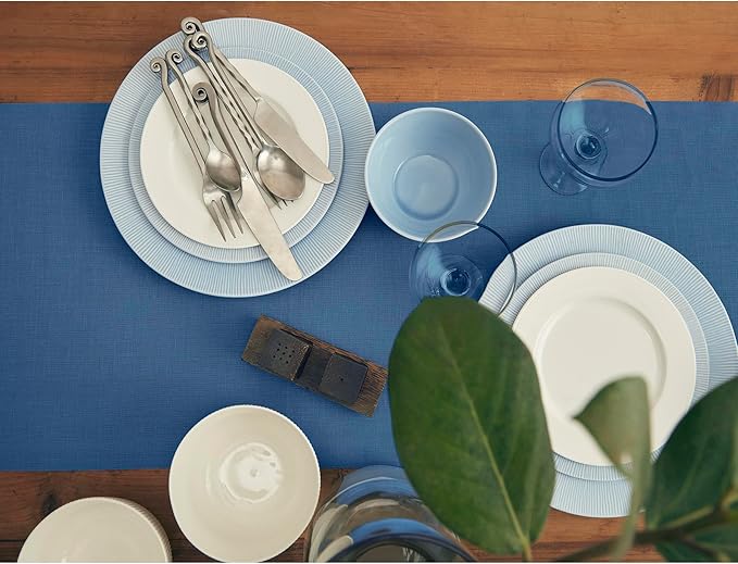 100% Pure Linen Indigo Blue Table Runner - 14 x 90 Inch
