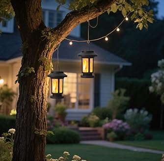 2 Pack Flickering Flameless Solar Lanterns