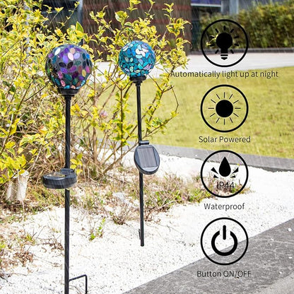 Set of 2 Mosaic Solar Lights - Blue/Purple