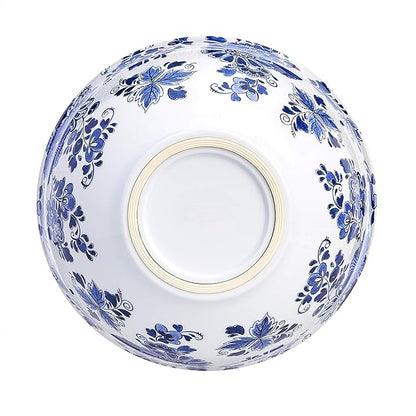 Blue and White Floral Nesting Melamine Bowls w/ Lids - 10 Pc Set