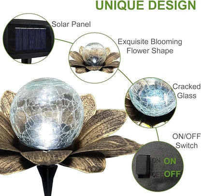LEWIS&amp;WAYNE Solar Garden Lights - 3 Pc Copper Lotus Flower