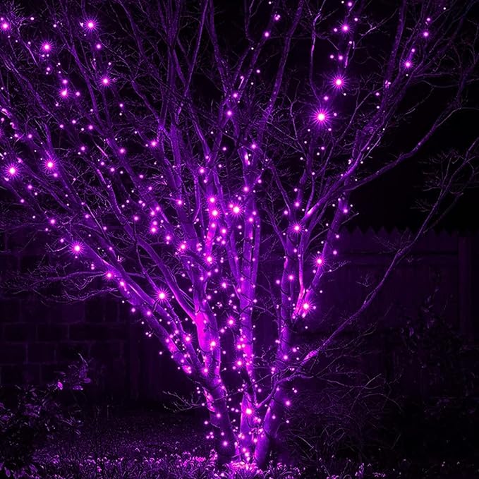 Halloween 300 LED Connectable String Lights with 8 Lighting Modes - Indoor/Outdoor, Purple