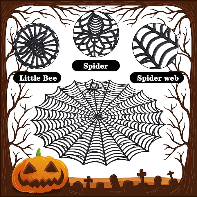 Set of 6 Halloween Spider Web Placemats - 15"
