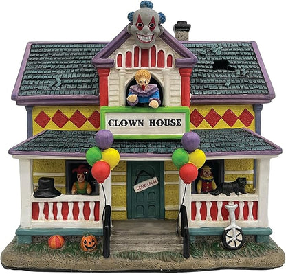 Halloween Village Clown House | Spooky Town Collection | Porcelain with Multi-Color LED