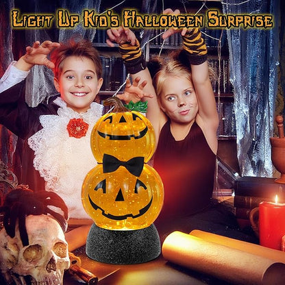 Stacked Halloween Pumpkin Musical Snow Globe w/ Timer