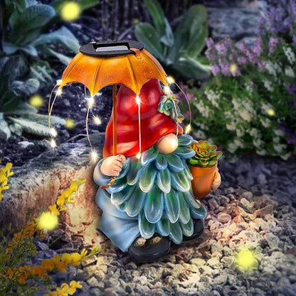 Garden Gnome with Solar LED Umbrella
