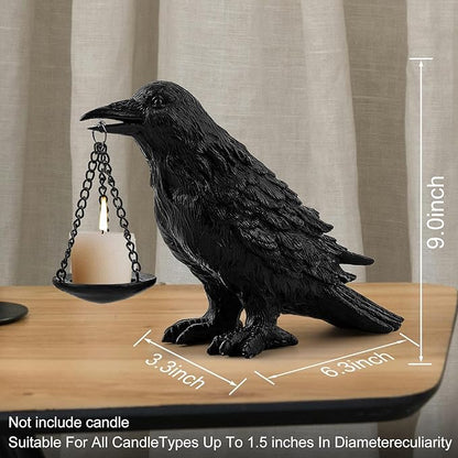 Black Crow Resin Candle Holder - Halloween Decoration