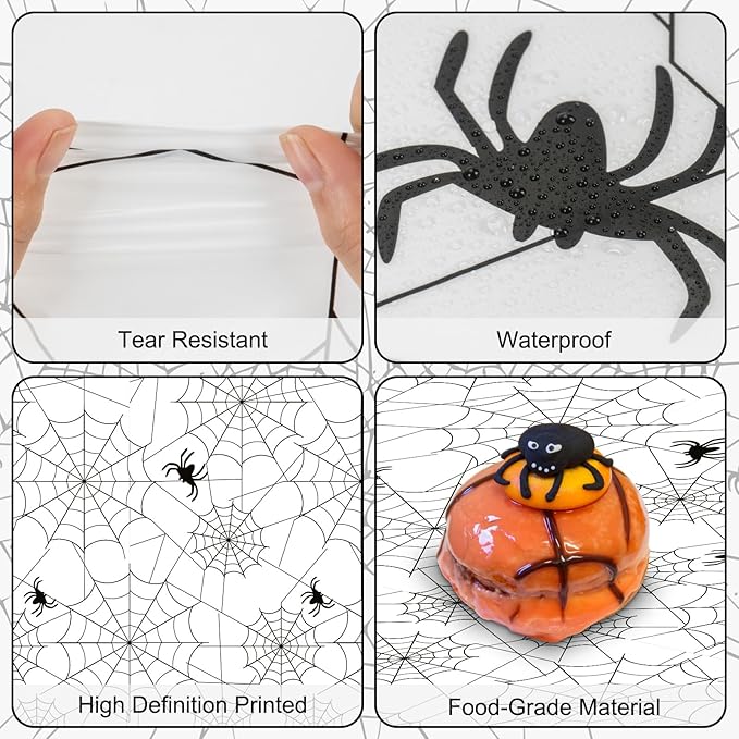 Set of 2 Disposable Halloween Spider Web Table Cloths - White, 108 x 54 Inch