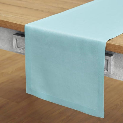 100% Pure Linen Table Runner 14 x 72 Inch -  Aqua Blue