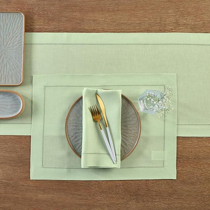100% Pure Linen Lettuce Green Table Runner 14 x 120 Inch