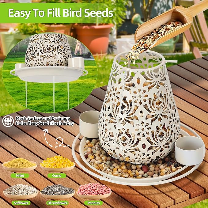 Mushroom Solar Bird Feeder - Blue