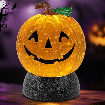Battery Operated/USB Powered Musical Snow Globe - Halloween Pumpkin