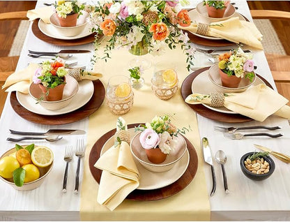 100% Pure Linen Butter Yellow Table Runner - 14 x 60 Inch