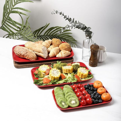 Ceramic Serving Platters - 14" 12" 10" - Red