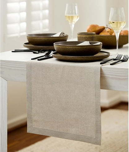 100% Pure Linen Table Runner - 14 x 36 Inch, Natural