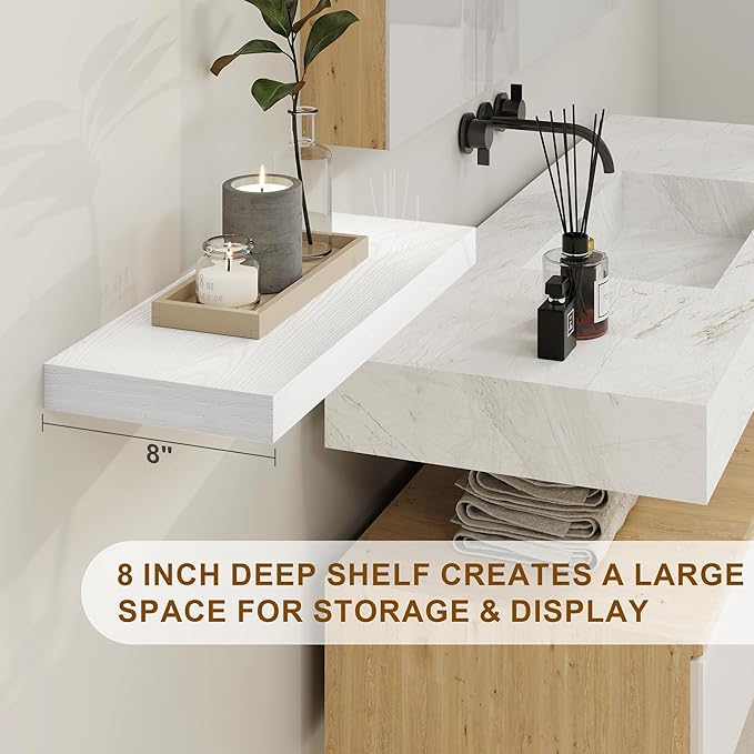 24" Floating Shelves, Set of 2 - White