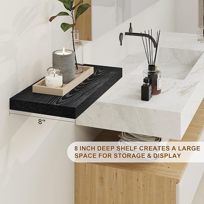 Set of 2 16" Floating Shelves - Black