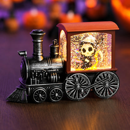 Halloween Snow Globe Train - Battery Powered LED Indoor Decoration with Timer