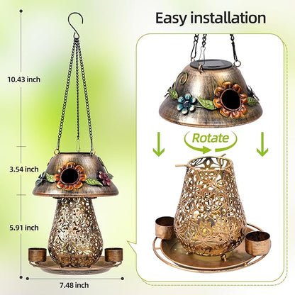 Solar Bird Feeder - Bronze Mushroom
