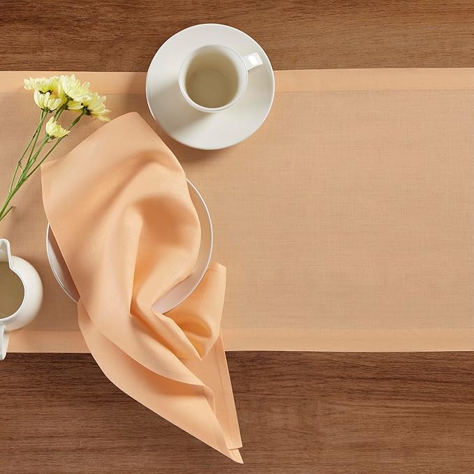 100% Pure Linen Table Runner - 14 x 36 Inch, Peach
