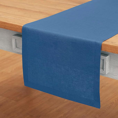 100% Pure Linen Indigo Blue Dining Table Runner 14 x 108 Inch