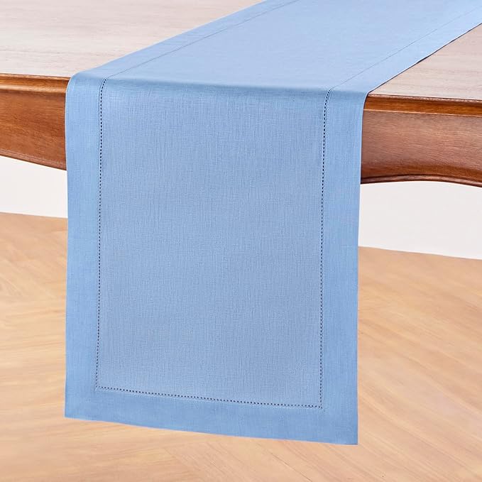 100% Pure Linen Table Runner 14 x 36 Inch - Periwinkle Blue