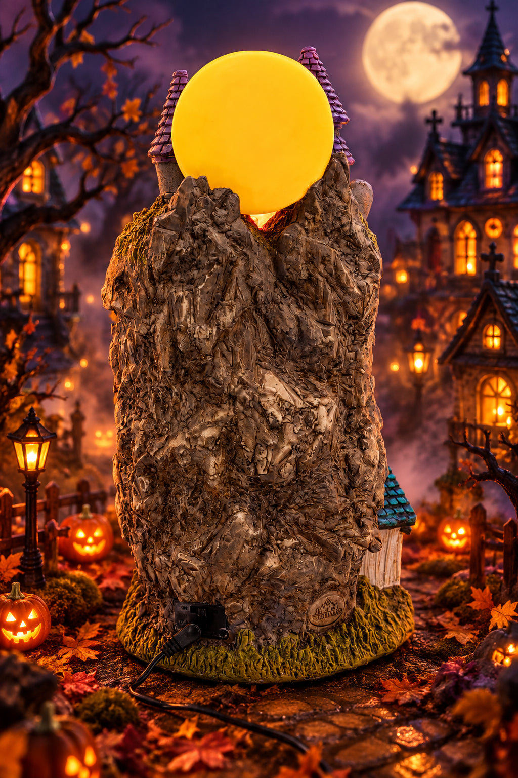 Skullstone Hollow Skull - Spooky Halloween Village - Multi-Color LED Lights, Animated Motion and Music - 7.75" x 7.5" x 13.5"
