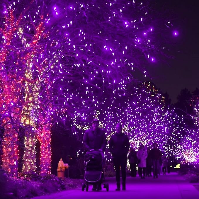 Halloween 300 LED Connectable String Lights with 8 Lighting Modes - Indoor/Outdoor, Purple