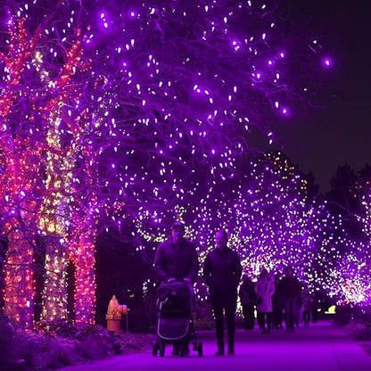 Halloween 300 LED Connectable String Lights with 8 Lighting Modes - Indoor/Outdoor, Purple