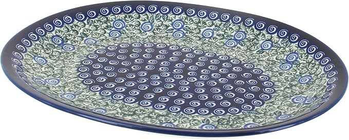 Blue Rose Polish Pottery Large Serving Platter - Seaside Swirl