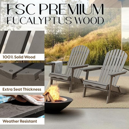 Idzo Outdoor Adirondack Chair -  Set of 2, Gray