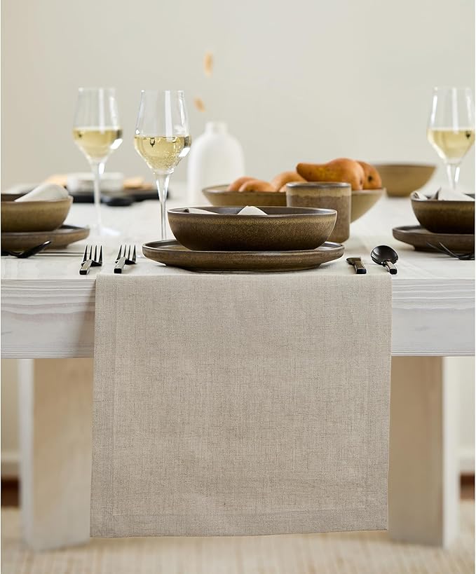 100% Pure Linen Table Runner - 14 x 36 Inch, Natural