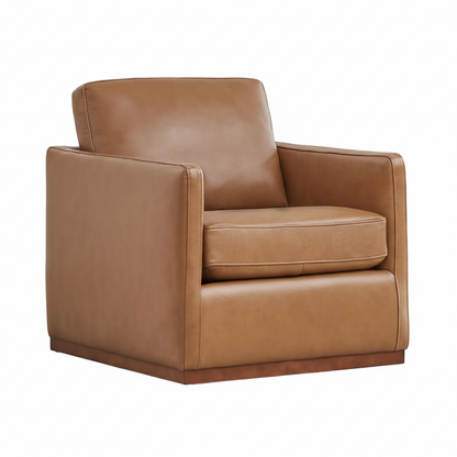 Genuine Leather Swivel Accent Chair