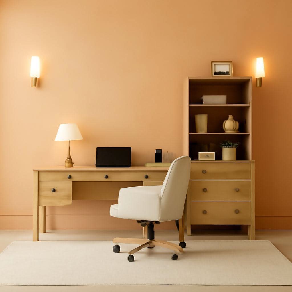 Oakwood Finish Office Suite - 56" Executive Desk With USB Charging + Bookcase