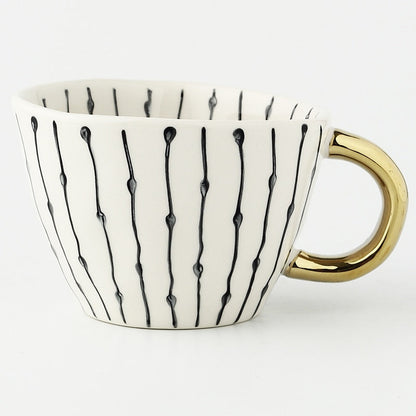 Lechsi Hand Painted Gold Handle Ceramic Mugs