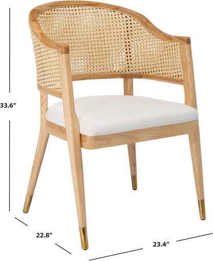 Natural Rattan Accent Chair with Brass Caps