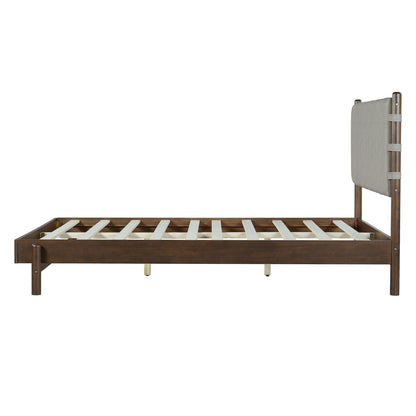 Modern Queen Bed Frame Set with 2 Nightstands - Gray/Walnut