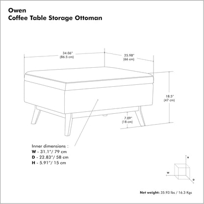 Owen Distressed Chestnut Brown Coffee Table Ottoman