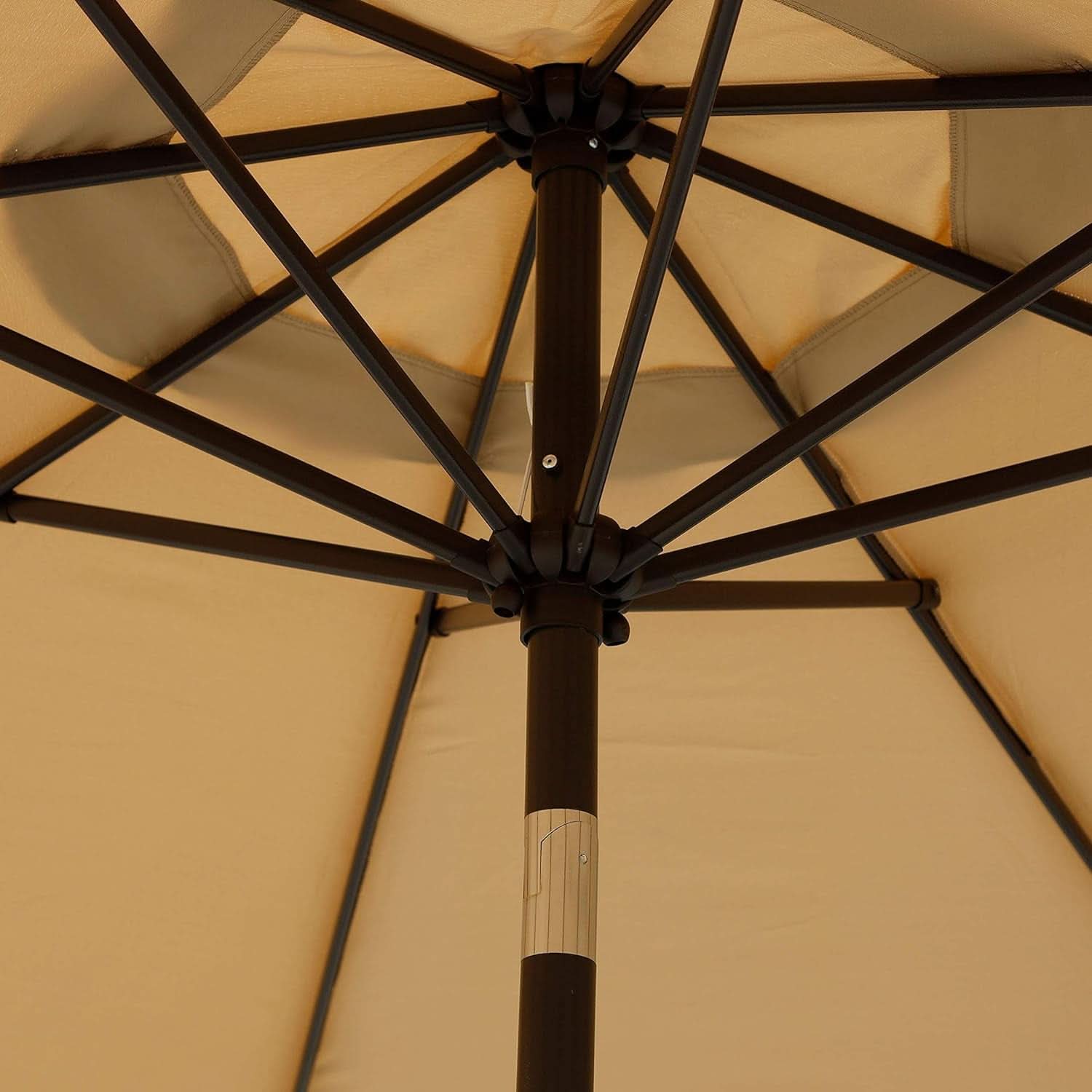 9 Foot Outdoor Patio Umbrella With Push Button Tilt in Light Tan