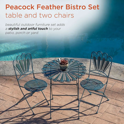3 Piece Peacock Blue Bistro Set