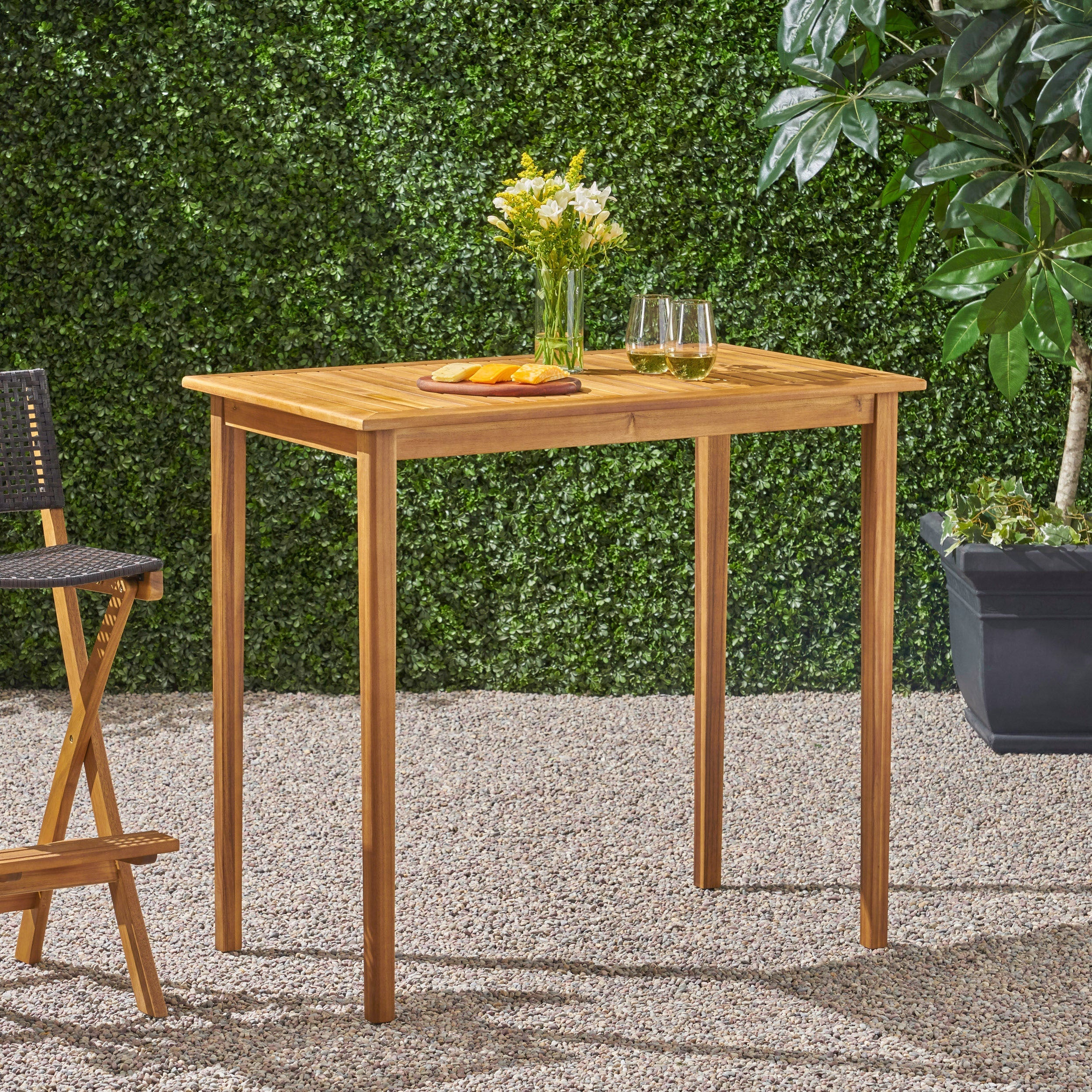 Outdoor Acacia Wood Rectangle Bar Table