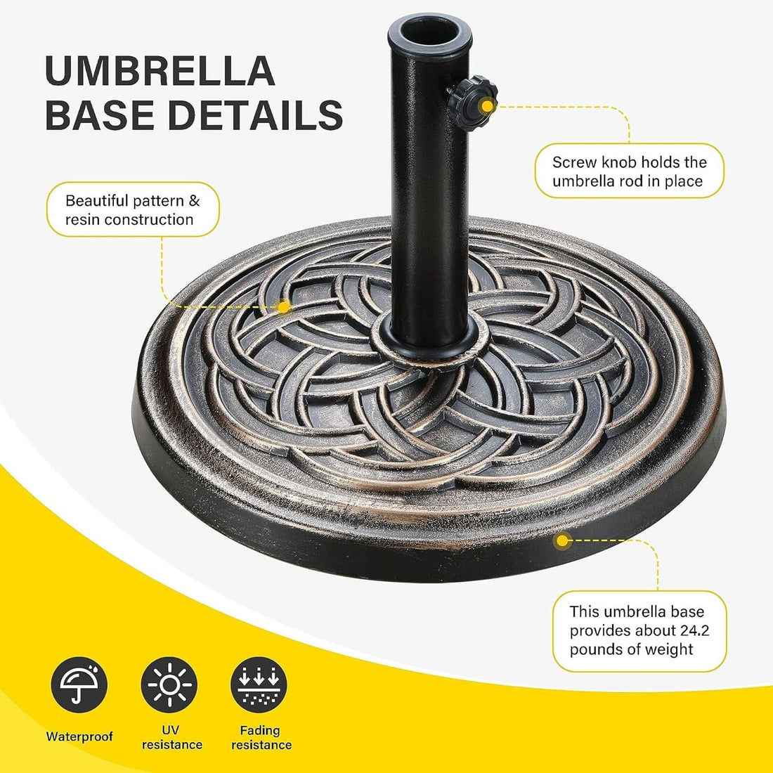 Heavy Duty 24 Pound Bronze Umbrella Base