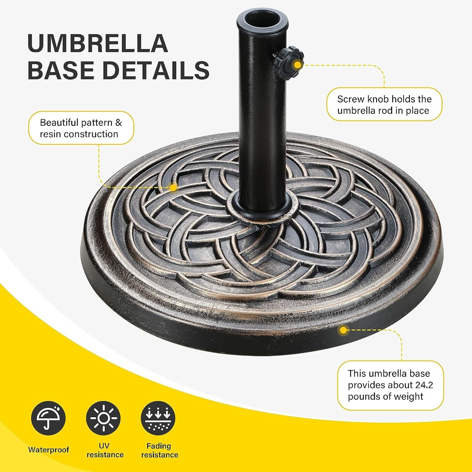 Heavy Duty 24 Pound Bronze Umbrella Base
